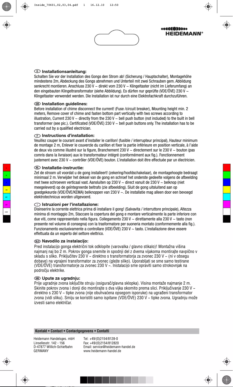 Page 1 de la notice Manuel utilisateur Heidemann Juno