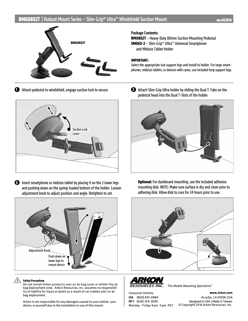 Page 1 de la notice Manuel utilisateur Arkon RM60802T