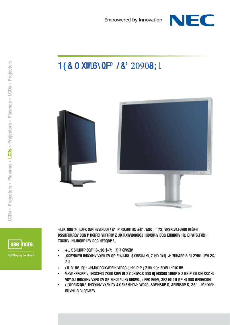Image de la première page du manuel de l'appareil MultiSync LCD2090UXi