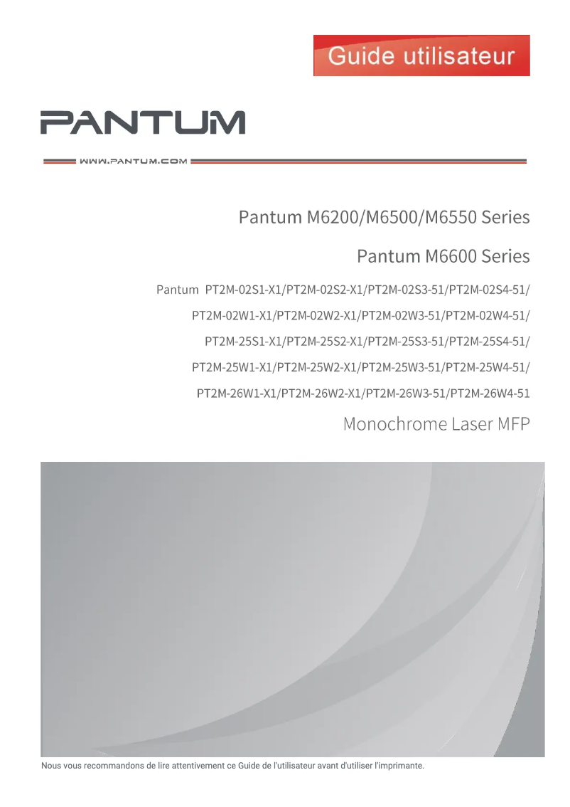 Page 1 de la notice Manuel utilisateur Pantum M6500N