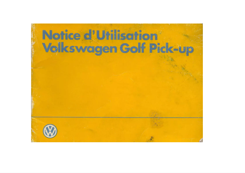 Page n°1 - Manuel utilisateur Volkswagen Golf Pick-Up (1983)