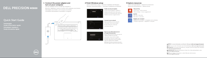 Page 1 de la notice Guide d'installation Dell Precision M3800
