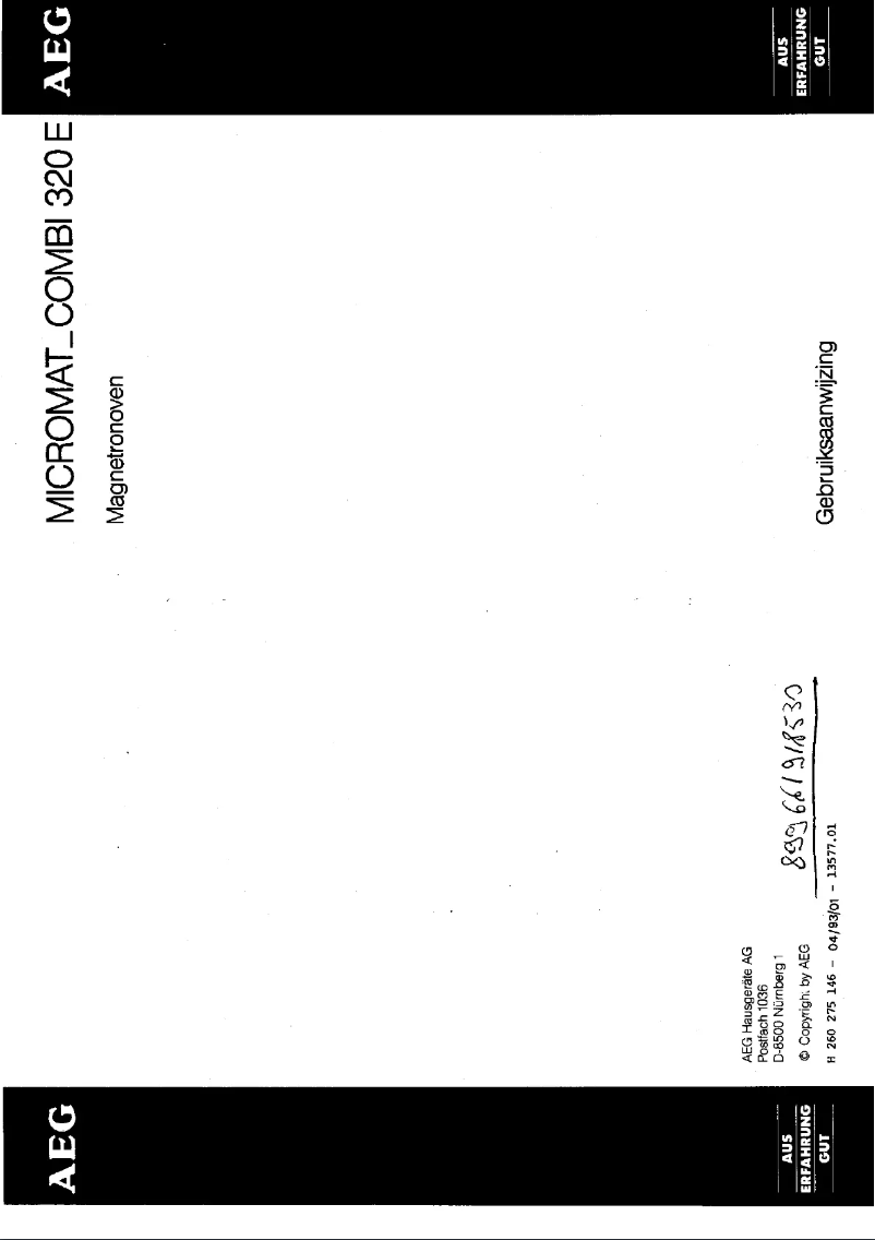 Page 1 de la notice Manuel utilisateur AEG 320E