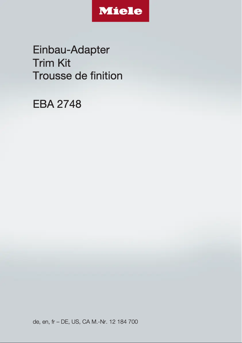 Page 1 de la notice Manuel utilisateur Miele EBA 2748