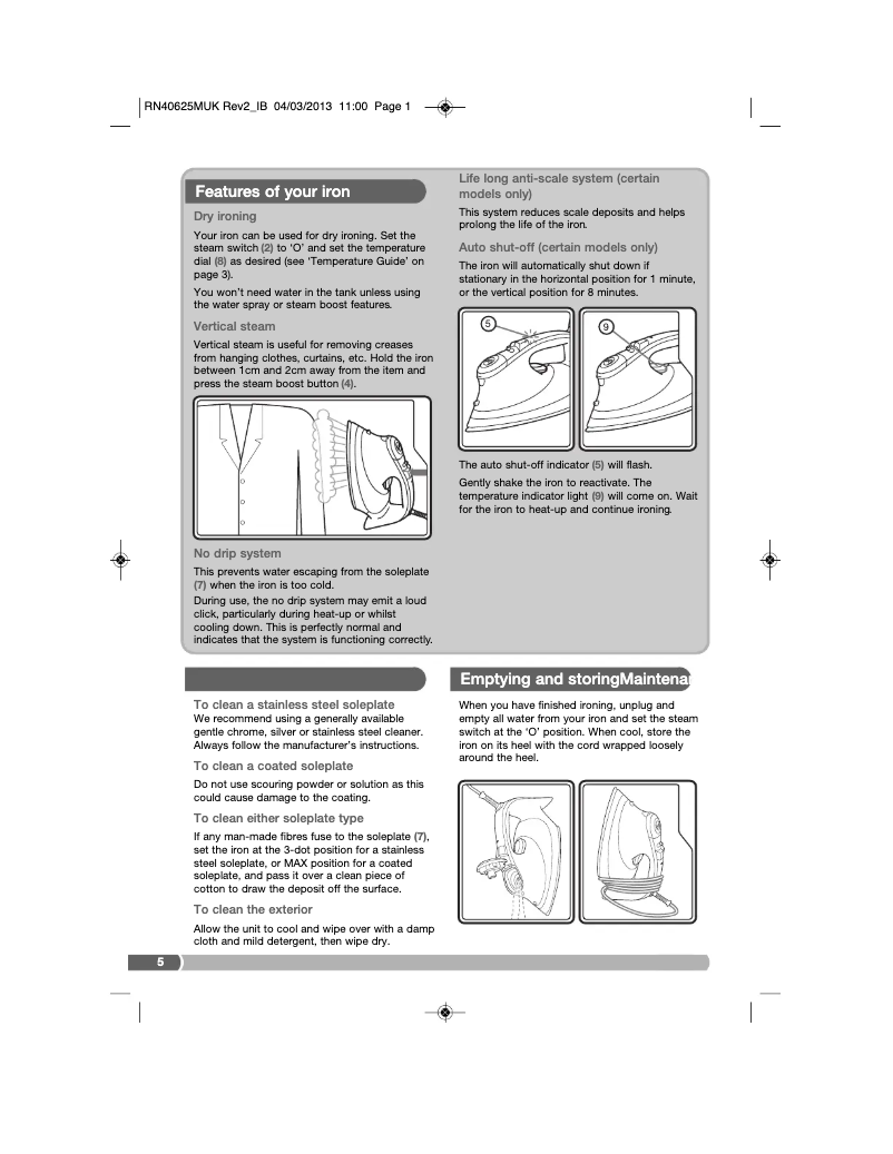 Page 1 de la notice Manuel utilisateur Morphy Richards TurboSteam 300604