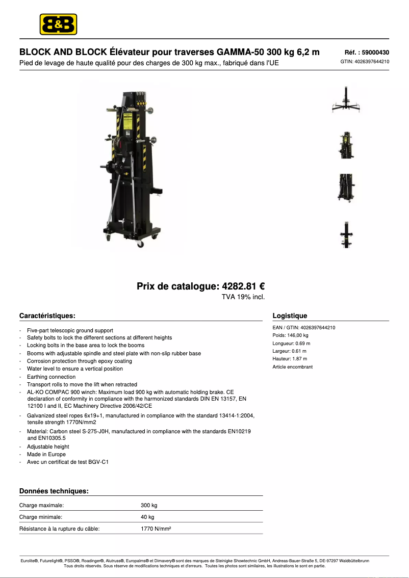 Page n°1 - Fiche technique Block & Block GAMMA-50