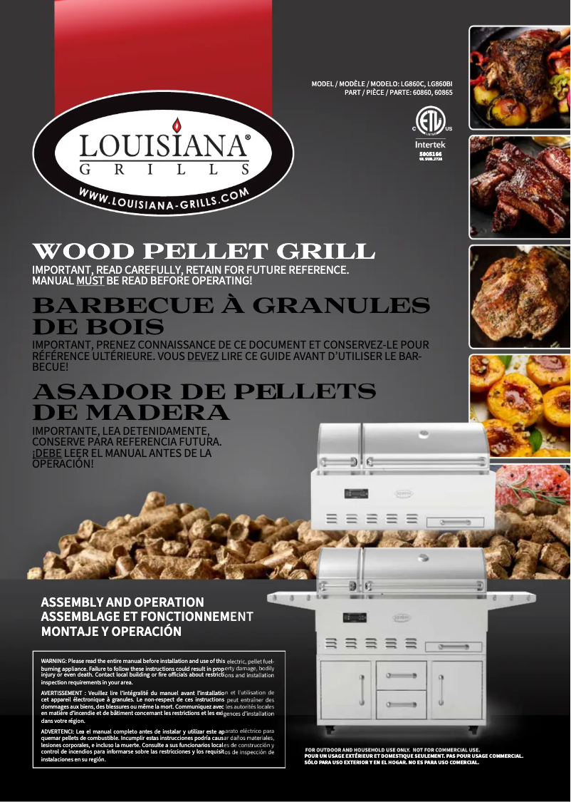 Page 1 de la notice Manuel utilisateur Louisiana Grills 60865