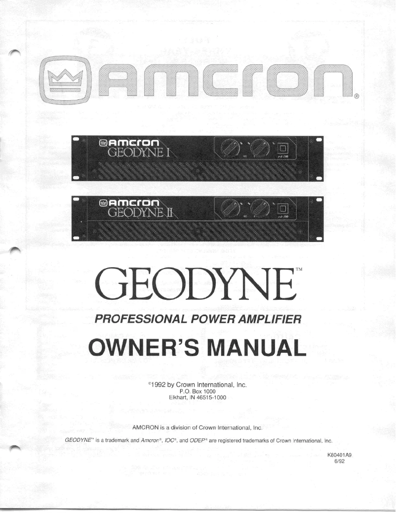 Image de la première page du manuel de l'appareil Geodyne