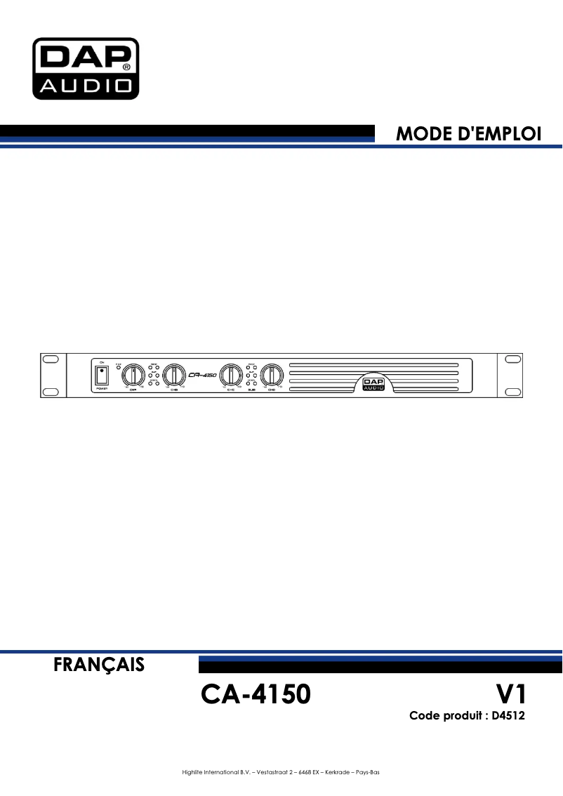 Page n°1 - Manuel utilisateur DAP-Audio CA-4150