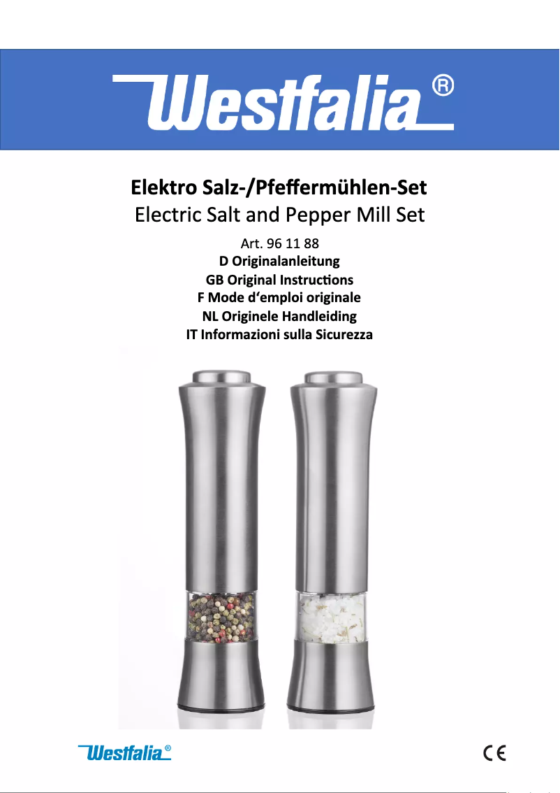 Page n°1 - Manuel utilisateur Westfalia 961188