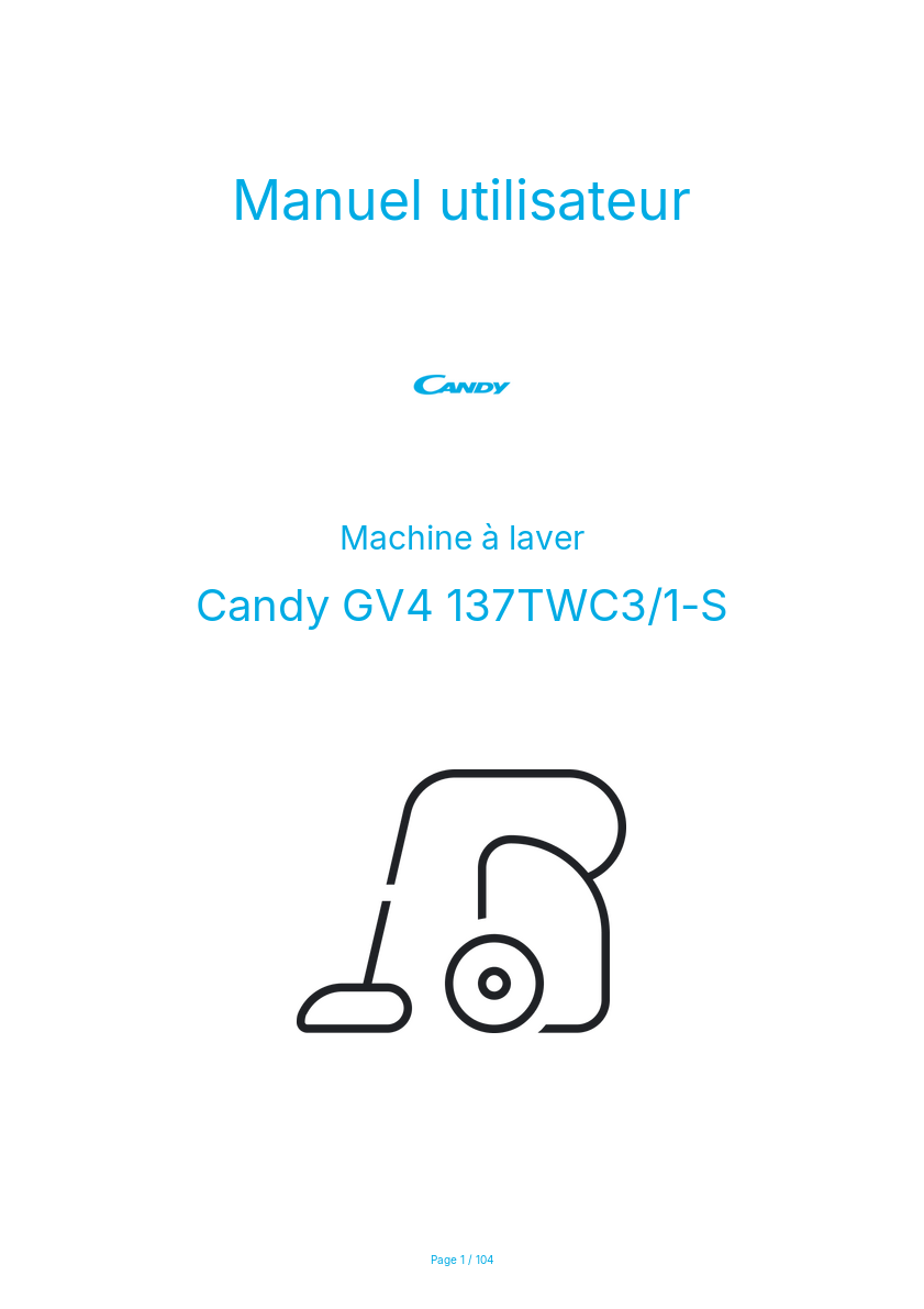 Page n°1 - Manuel utilisateur Candy GV4 137TWC3/1-S