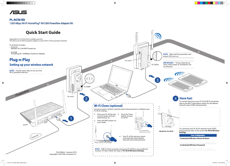 Image de la première page du manuel de l'appareil PL-AC56 Kit