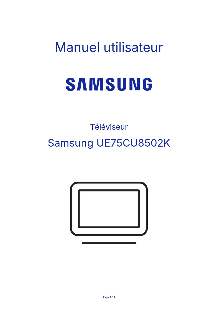 Page n°1 - Manuel utilisateur Samsung UE75CU8502K