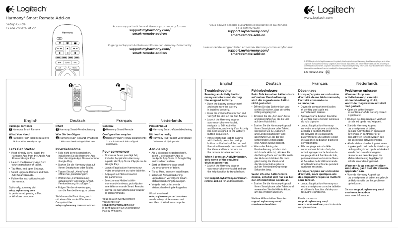 Page 1 de la notice Manuel utilisateur Logitech Harmony Smart Keyboard Add-on