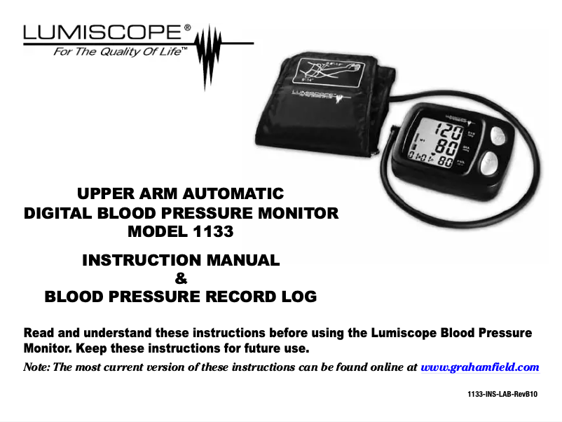 Page n°1 - Manuel utilisateur Lumiscope 1133