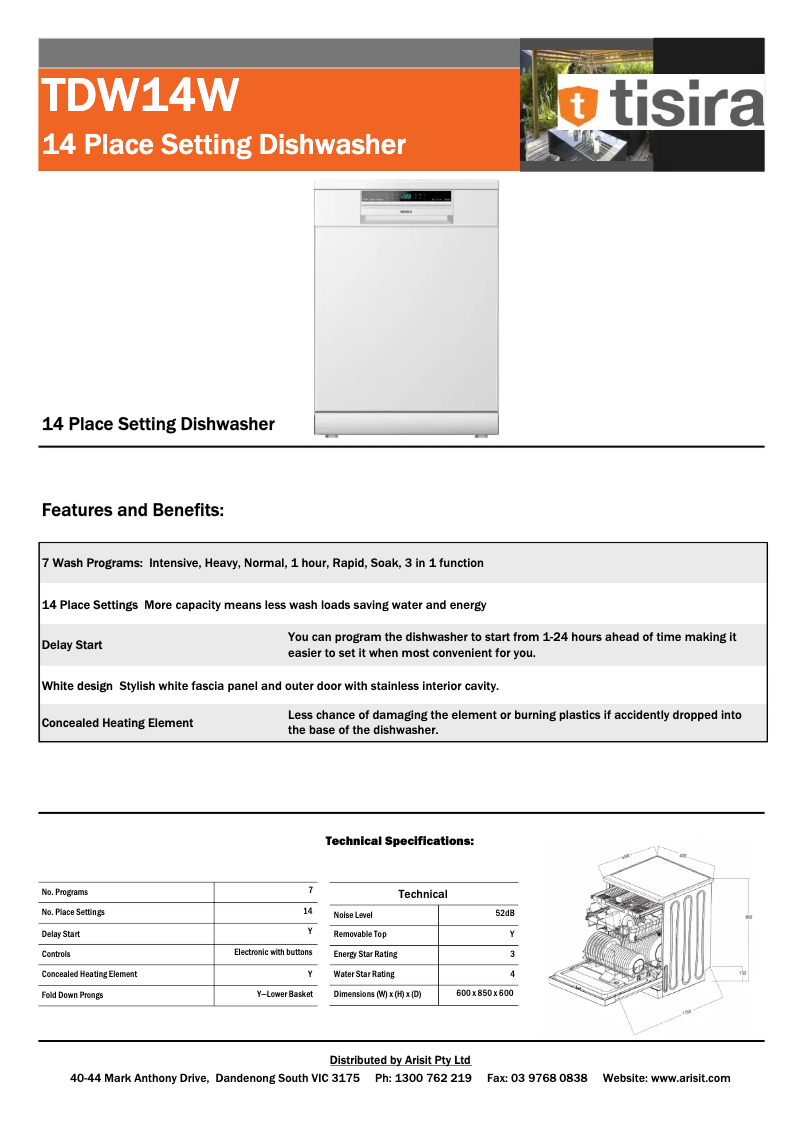 Page n°1 - Manuel utilisateur Tisira TDW14W