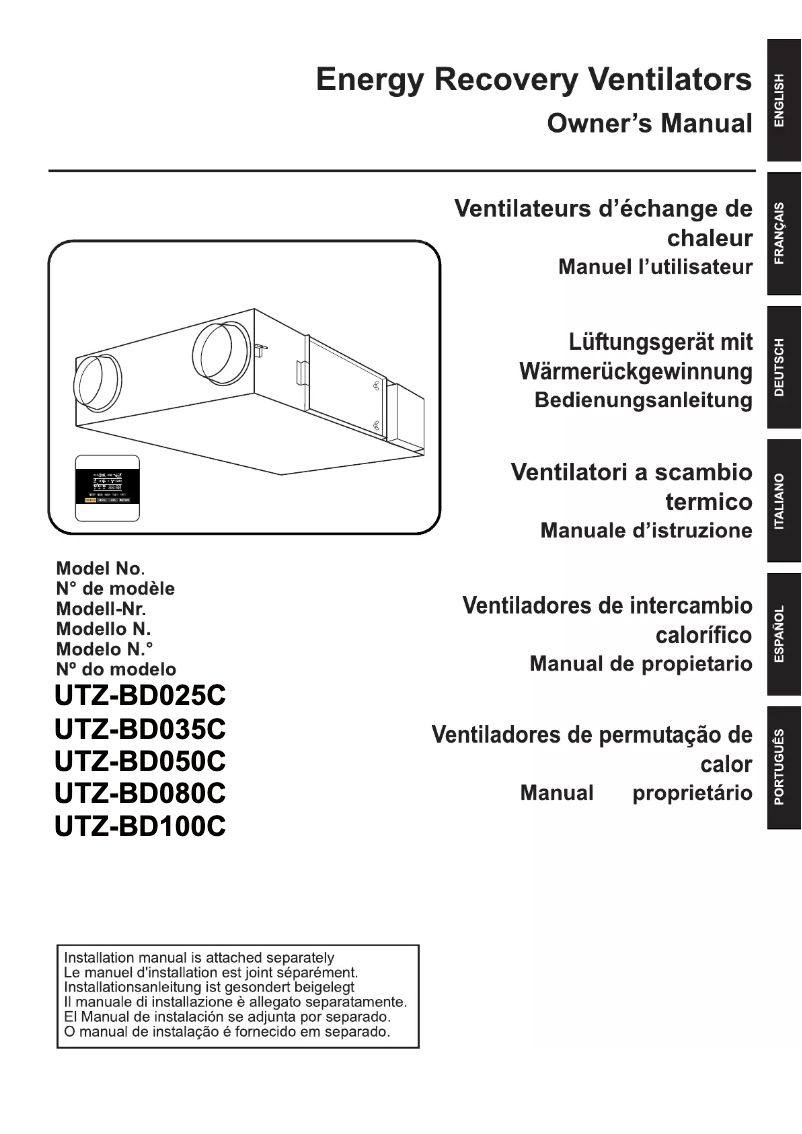 Image de la première page du manuel de l'appareil UTZ-BD100C