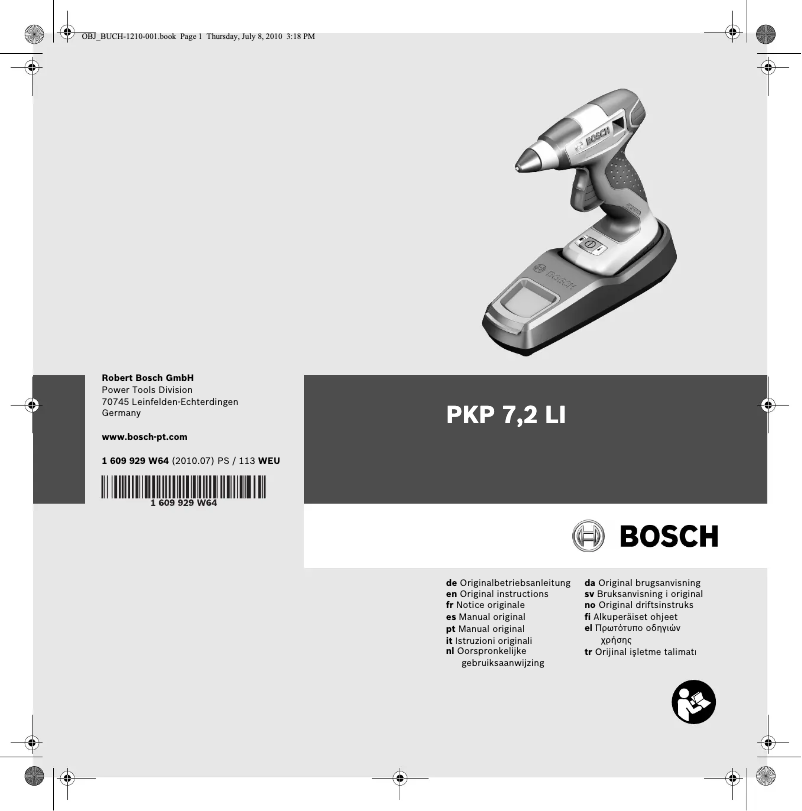 Page 1 of the manual User Manual Bosch PKP 7.2 LI