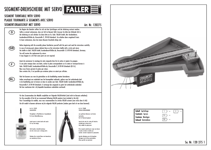 Page 1 de la notice Manuel utilisateur Faller 120275