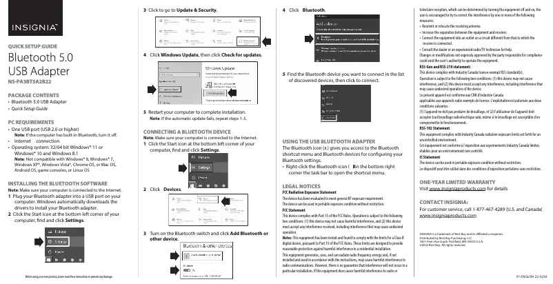 Image de la première page du manuel de l'appareil NS-PA3BT5A2B22