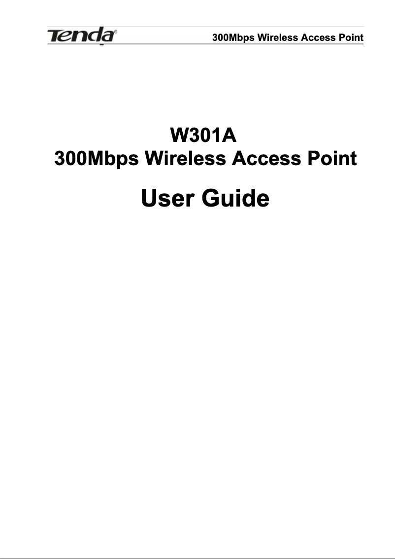 Page n°1 - Manuel utilisateur Tenda W301A