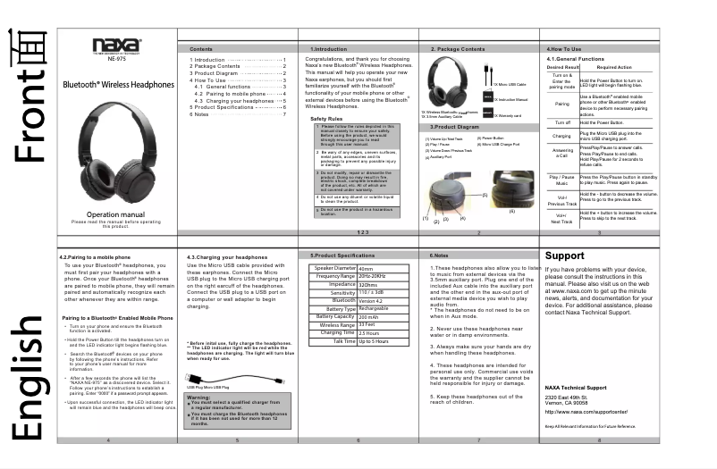 Page n°1 - Manuel utilisateur Naxa NE-975