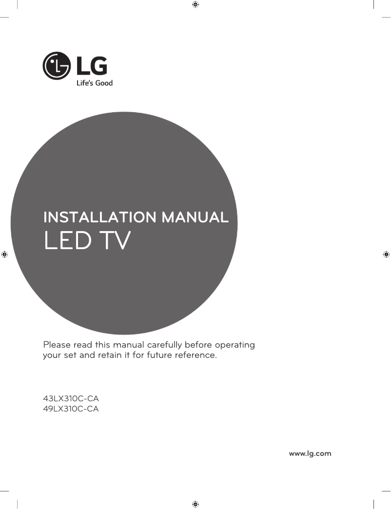 Página 1 del manual Guía de instalación LG 49LX310C