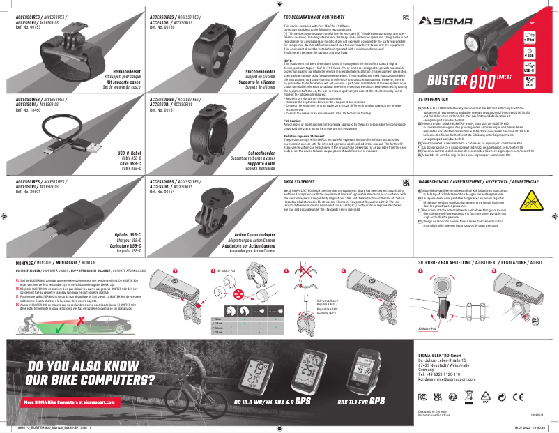 Page n°1 - Manuel utilisateur Sigma Buster 800