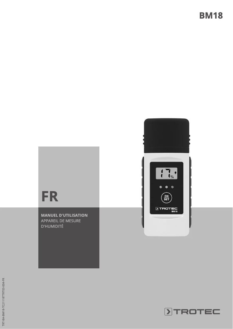 Image de la première page du manuel de l'appareil BM18