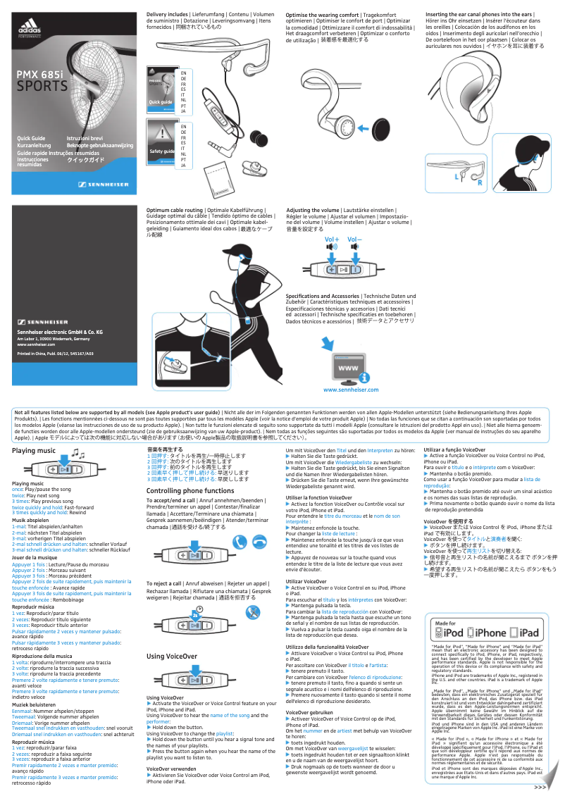 Page 1 de la notice Mode d'emploi Sennheiser PMX 685i SPORTS