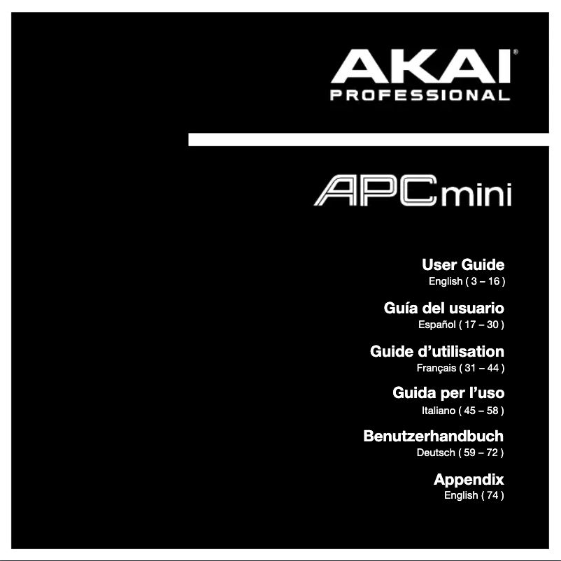 Image de la première page du manuel de l'appareil APC Mini MKII