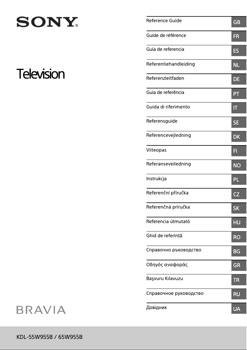 Page 1 de la notice Manuel utilisateur Sony Bravia KDL-55W955B