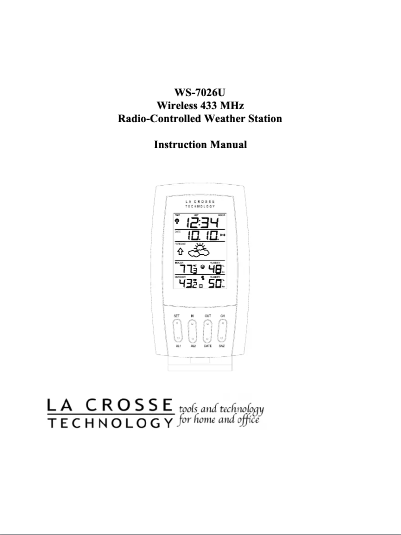 Page n°1 - Manuel utilisateur La Crosse Technology WS-7026U