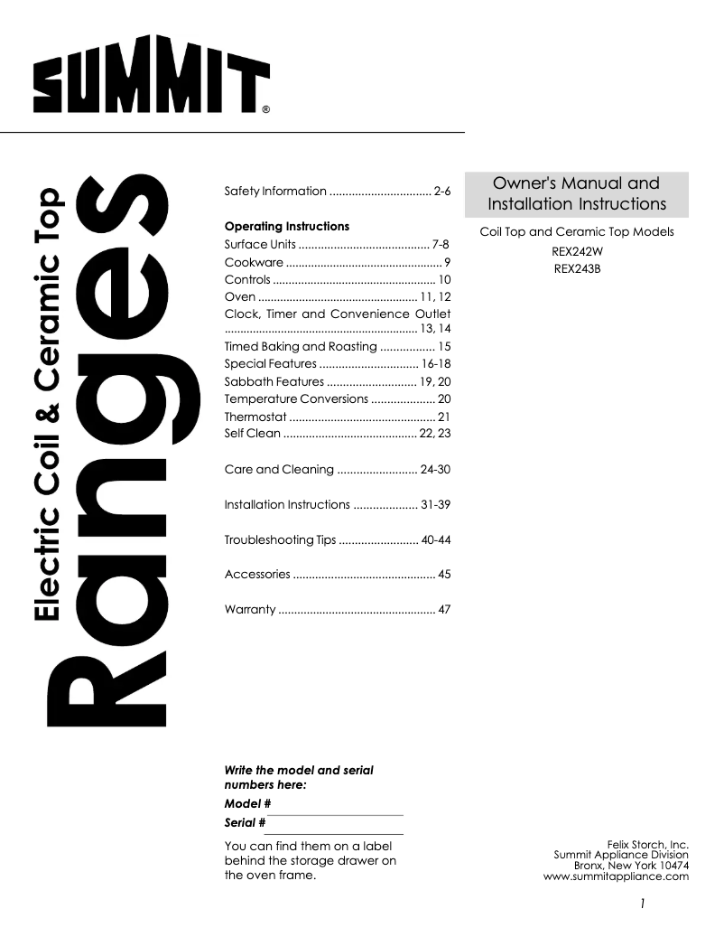 Image de la première page du manuel de l'appareil REX245SS