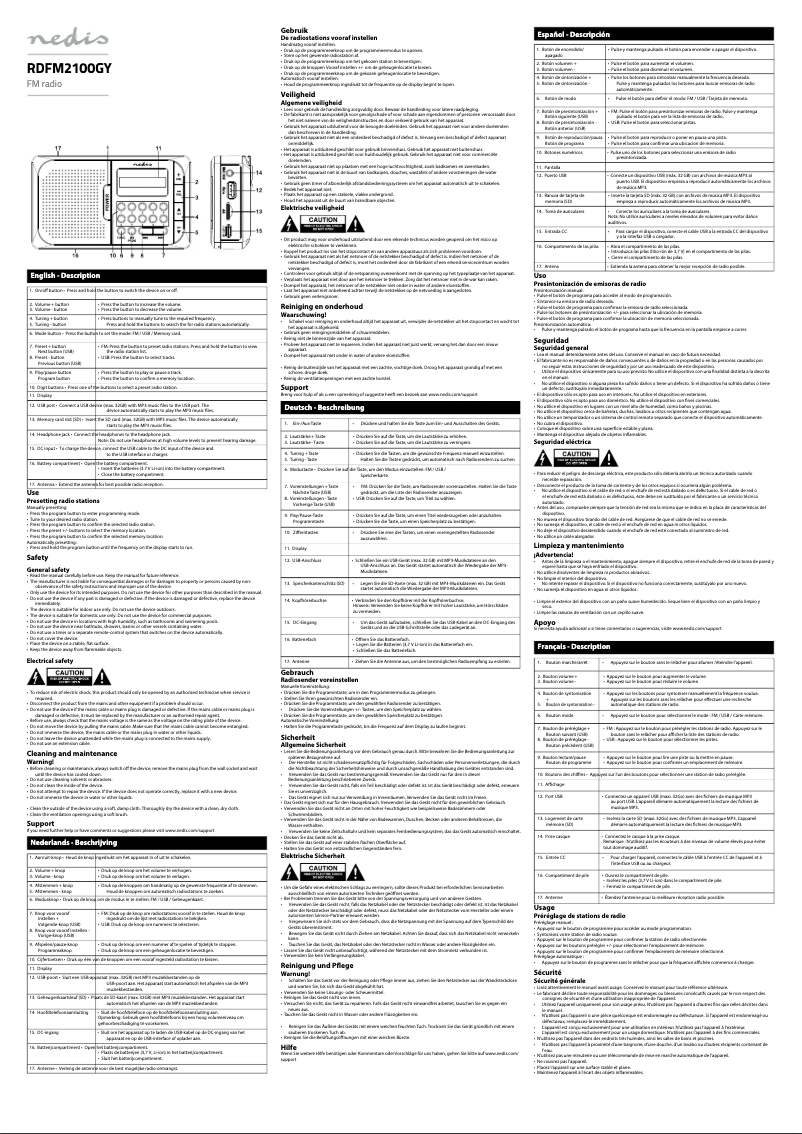 Page n°1 - Manuel utilisateur Nedis RDFM2100GY