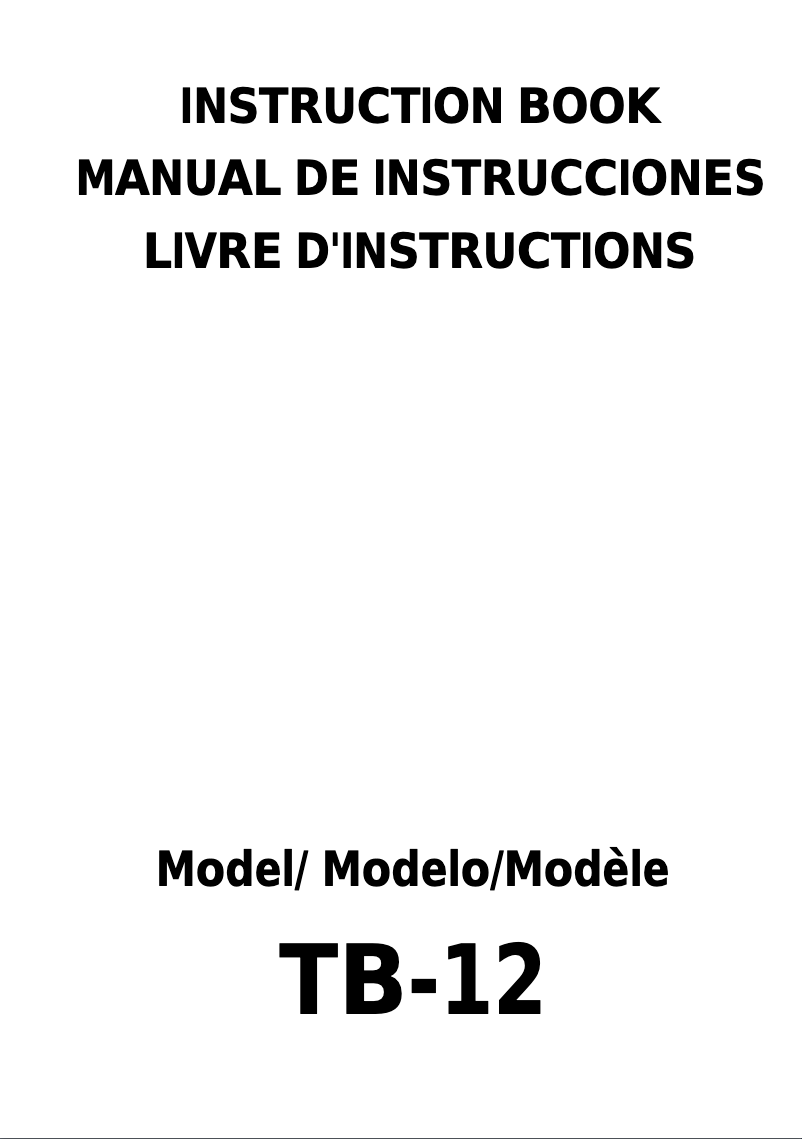 Page 1 de la notice Manuel utilisateur Janome TB-12