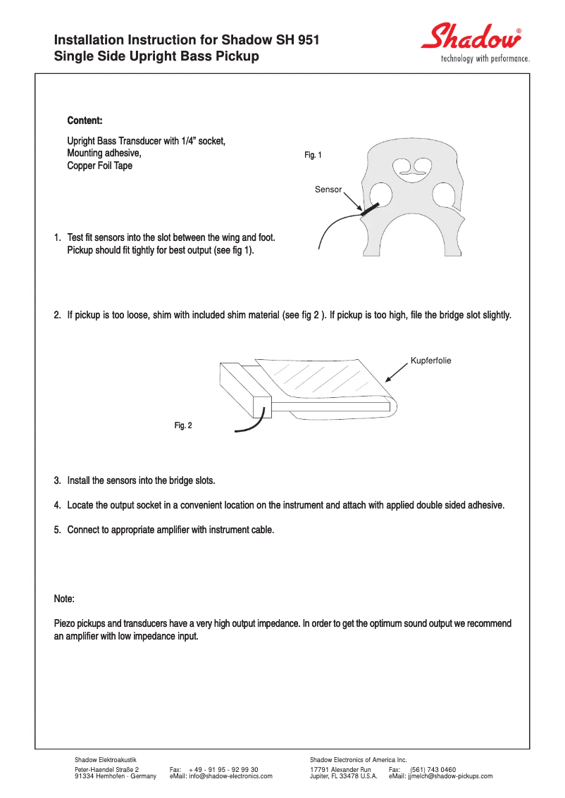 Page 1 de la notice Manuel utilisateur Shadow SH951