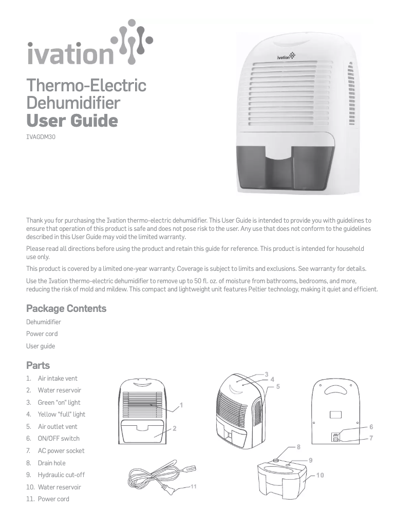 Page 1 de la notice Manuel utilisateur Ivation IVAGDM30