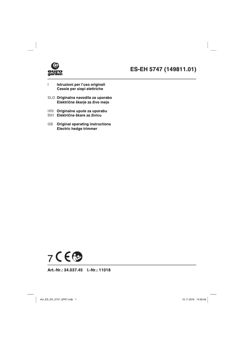 Imagen de la primera página del manual del dispositivo ES-EH 5747