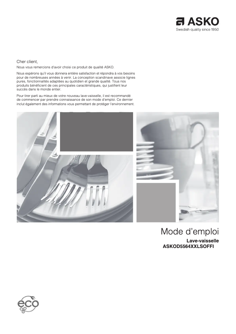 Page 1 de la notice Manuel utilisateur Asko D5564 XXL SOF FI