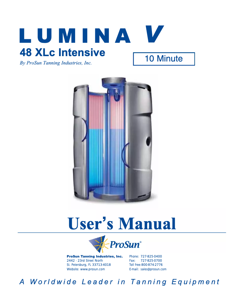 Page 1 de la notice Manuel utilisateur Prosun Lumina V 48 XLc Intensive