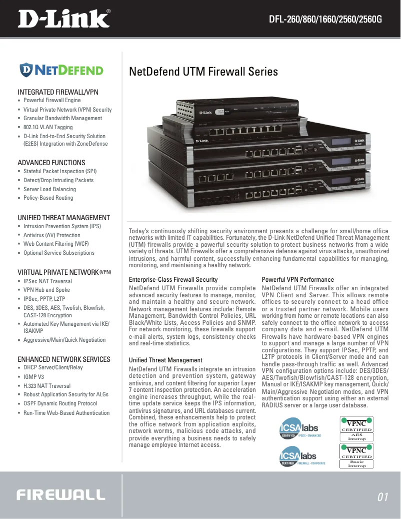 Page 1 de la notice Fiche technique D-Link DFL-260