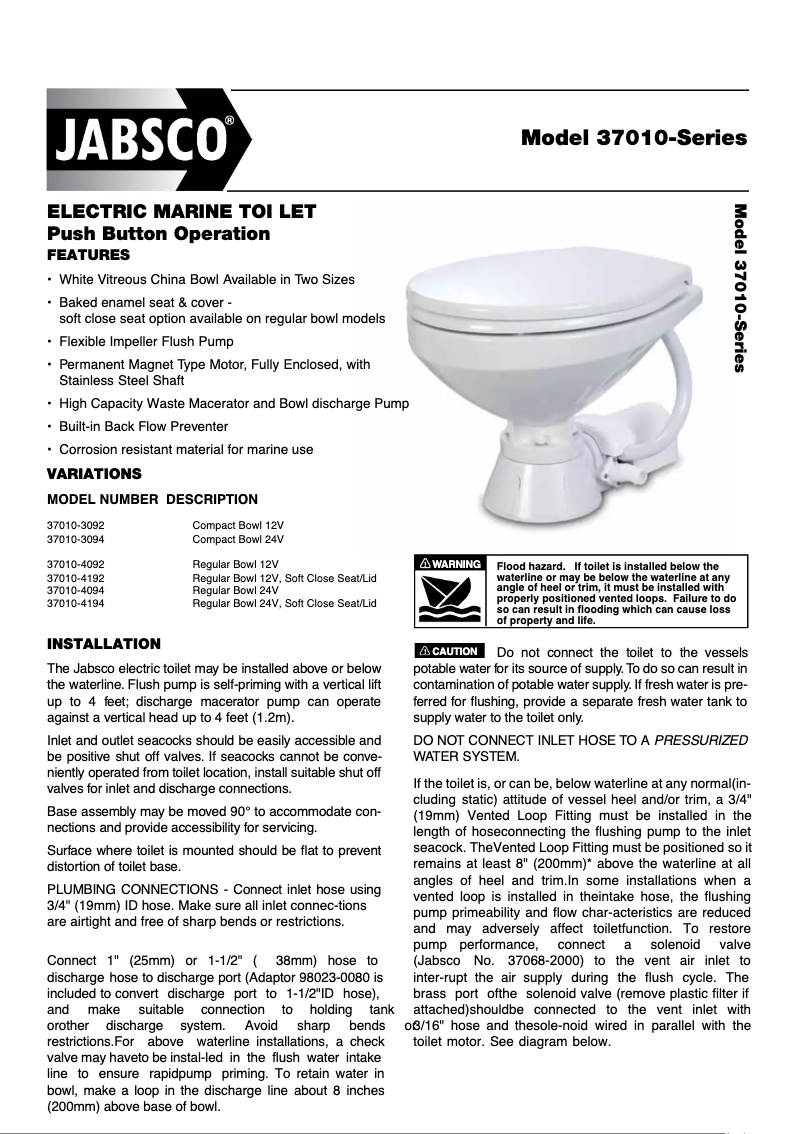 Page 1 de la notice Manuel utilisateur Jabsco 37010-1096