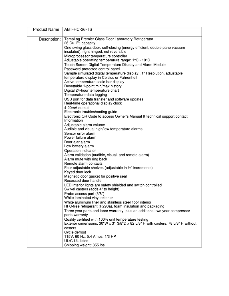 Image de la première page du manuel de l'appareil ABT-HC-26-TS