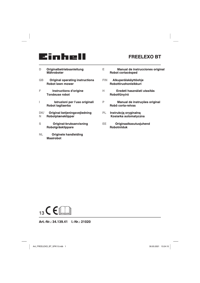 Page 1 de la notice Manuel utilisateur Einhell FREELEXO 1000 BT