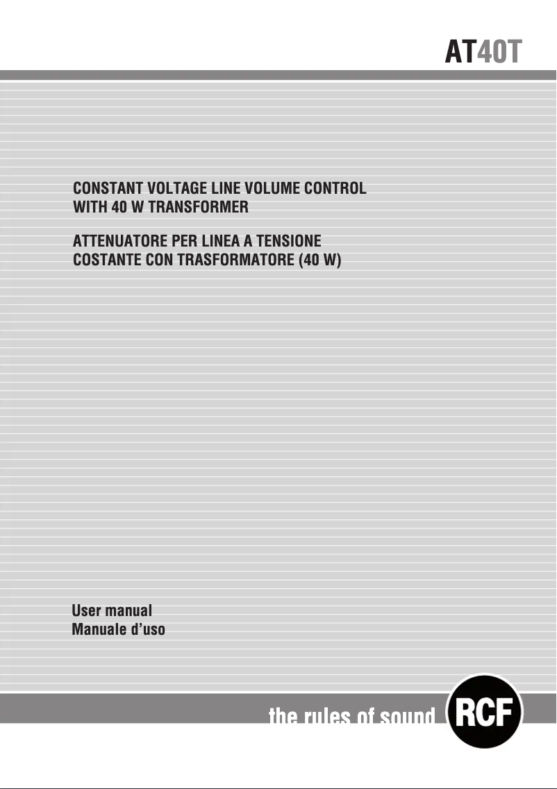 Page 1 de la notice Manuel utilisateur RCF AT40T