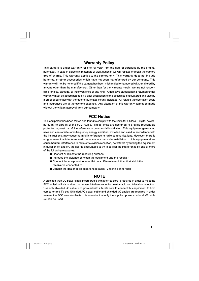 Image de la première page du manuel de l'appareil DC 4011