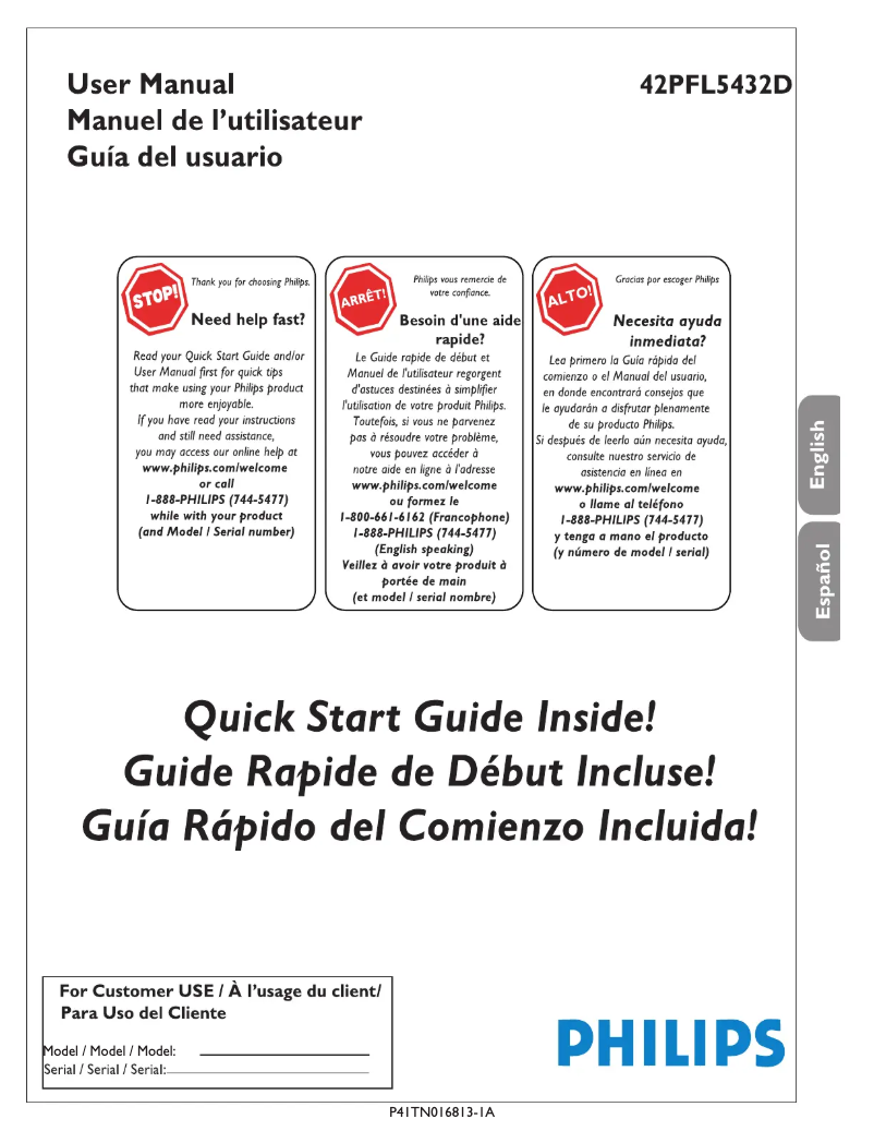 Page 1 de la notice Manuel utilisateur Philips 42PFL5432D