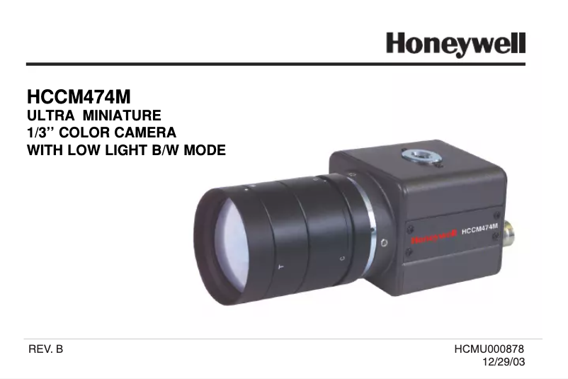 Page n°1 - Manuel utilisateur Honeywell HCCM474M