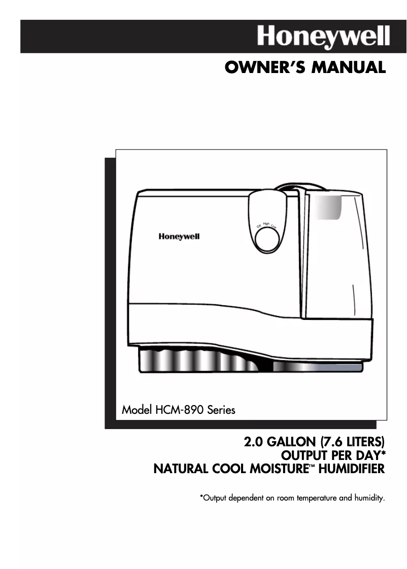 Page n°1 - Manuel utilisateur Honeywell HCM-890